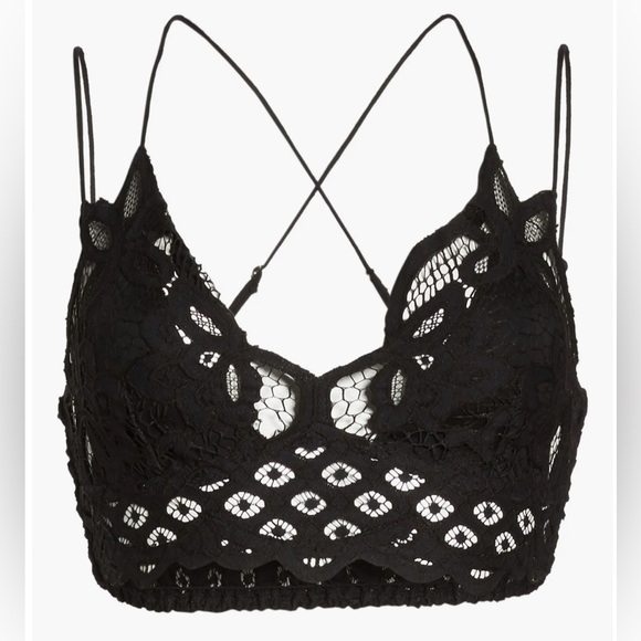 FP One Adella Crochet Lace Bra Crop Top Bralette in Black S/P - Picture 3 of 16